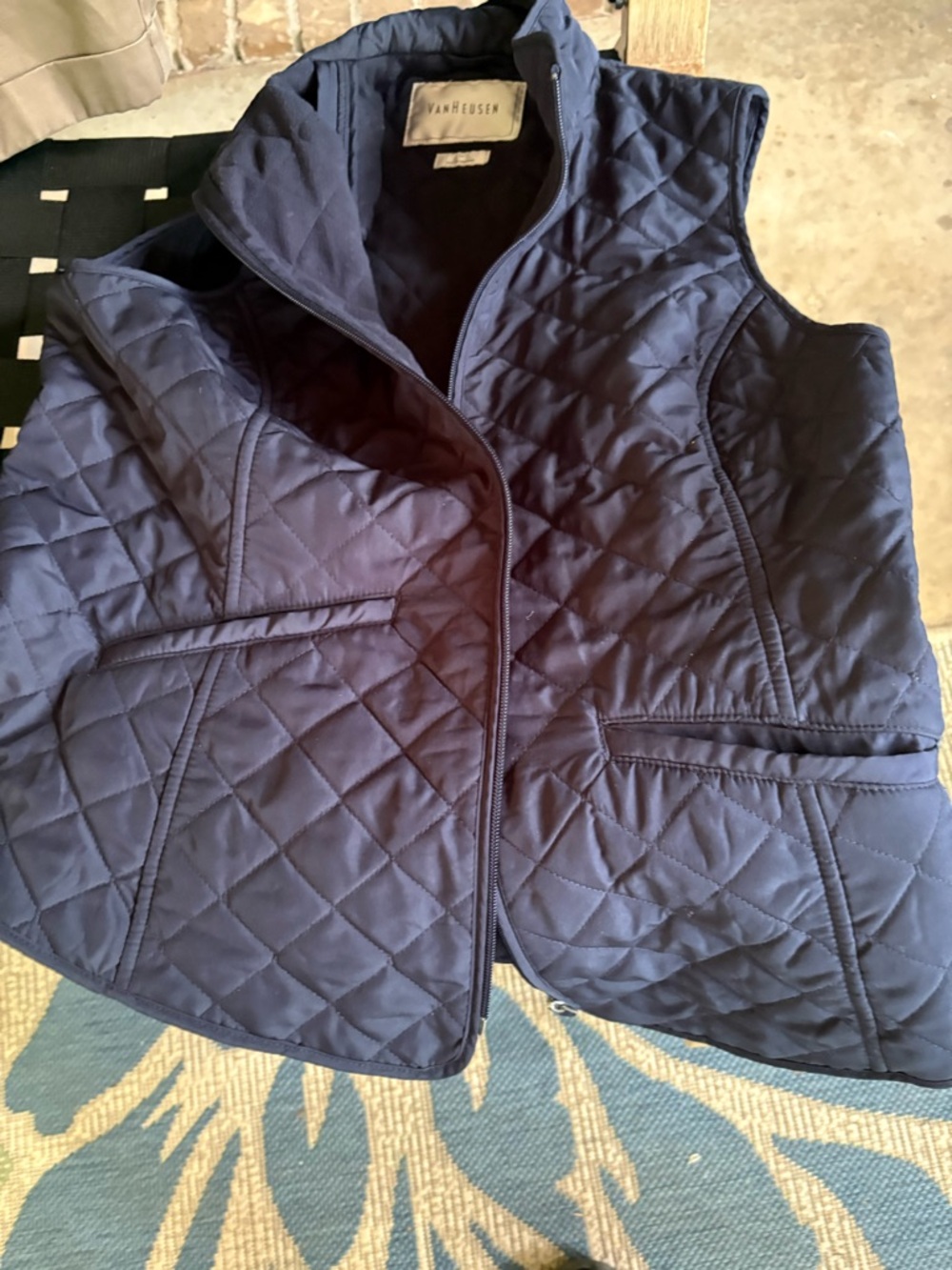 Van Huesen Quilted Navy Blue Sleeveless Vest
